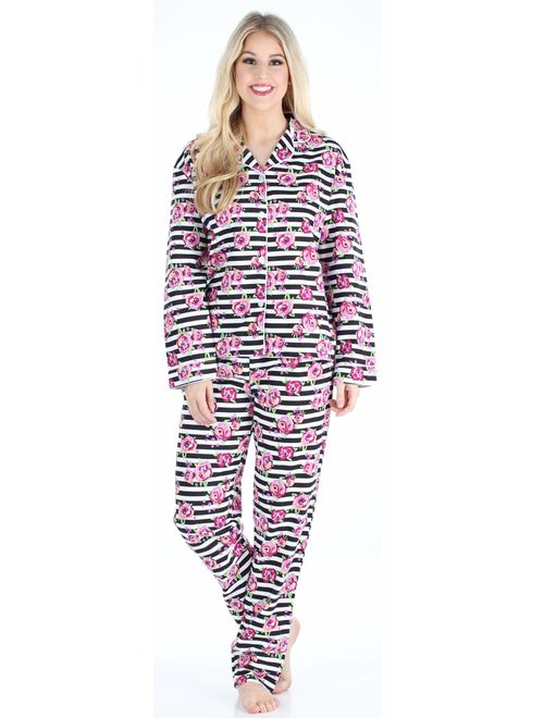 PajamaMania Women's Cotton Flannel Long Sleeve Pajamas PJ Set