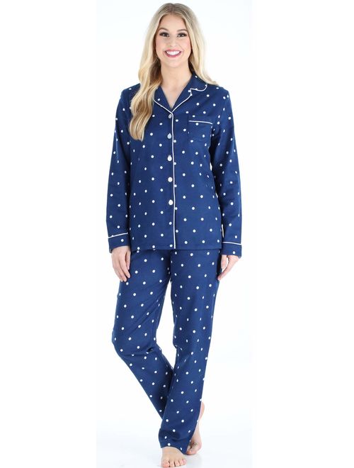 PajamaMania Women's Cotton Flannel Long Sleeve Pajamas PJ Set