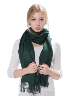 Anboor Cashmere Feel Blanket Scarf Super Soft with Tassel Solid Color Warm Shawl for Women