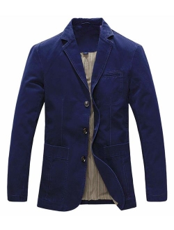 Men's Casual Three-Button Stripe Lined Cotton Twill Suit Jacket