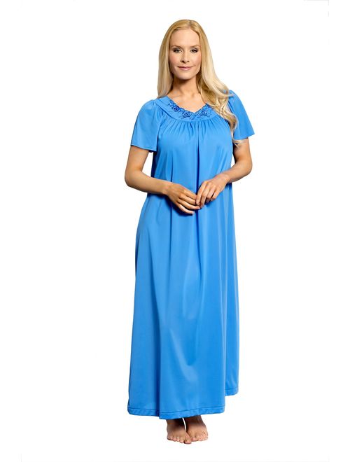 Shadowline Women's Petals 53 Inch Short Flutter Sleeve Long Gown