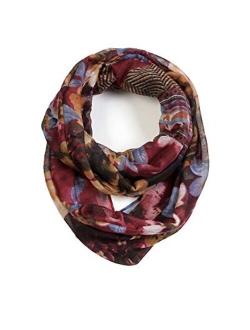 Scarfand's Romantic Rose Flower Print Lightweight Infinity Fashion Scarf & Head Wrap