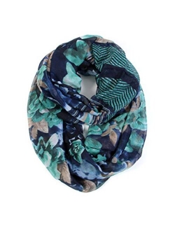 Scarfand's Romantic Rose Flower Print Lightweight Infinity Fashion Scarf & Head Wrap