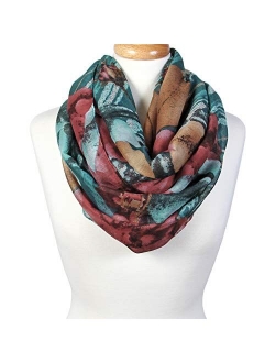 Scarfand's Romantic Rose Flower Print Lightweight Infinity Fashion Scarf & Head Wrap