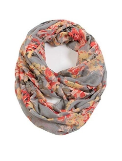 Scarfand's Romantic Rose Flower Print Lightweight Infinity Fashion Scarf & Head Wrap