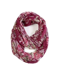 Scarfand's Romantic Rose Flower Print Lightweight Infinity Fashion Scarf & Head Wrap