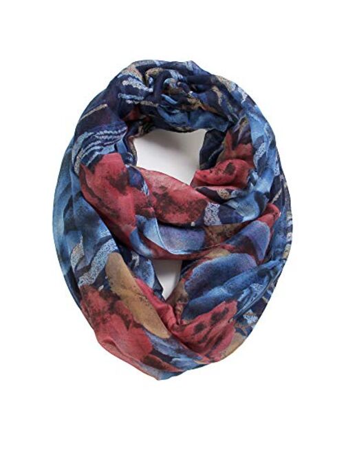 Scarfand's Romantic Rose Flower Print Lightweight Infinity Fashion Scarf & Head Wrap