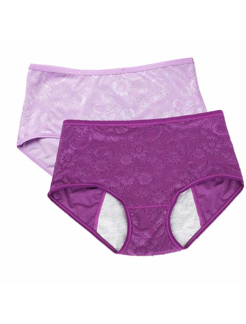 YOYI FASHION Women Menstrual Period Briefs Jacquard Easy Clean Panties Multi Pack US Size XXS-4XL/11