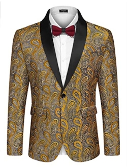 Mens Floral Tuxedo Jacket Paisley Shawl Lapel Suit Blazer Jacket for Dinner,Party,Wedding,Prom