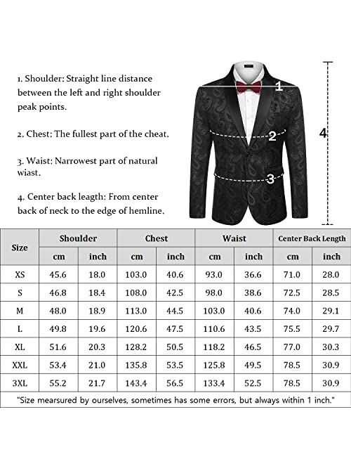 Buy COOFANDY Mens Floral Tuxedo Jacket Paisley Shawl Lapel Suit Blazer ...