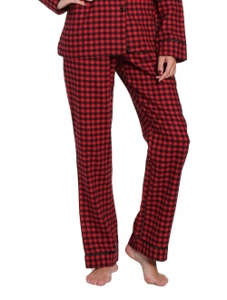 Noble Mount Womens Pajama Pants - 100% Cotton Flannel Lounge Pants with Pockets & Drawstring