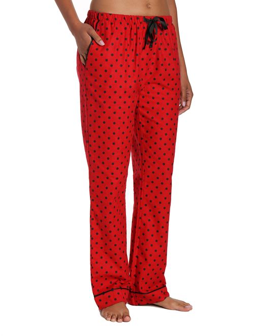 Noble Mount Womens Pajama Pants - 100% Cotton Flannel Lounge Pants with Pockets & Drawstring