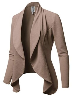 Women's Solid Formal Office Style Open Front Long Sleeves Blazer - Made in USA