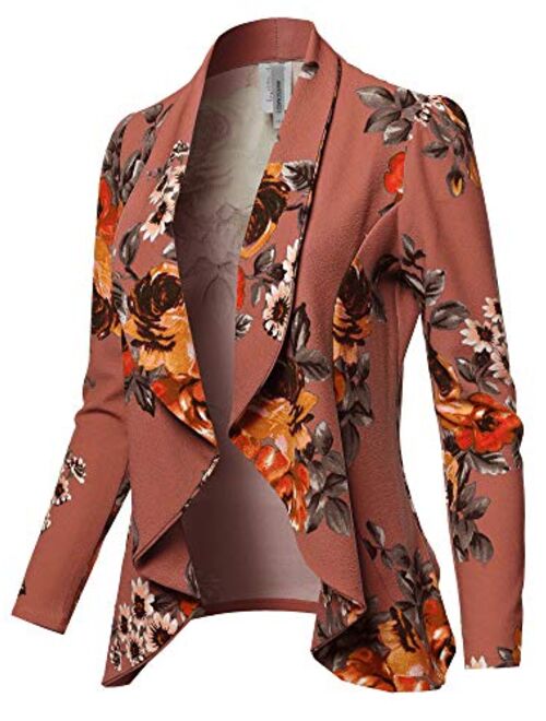 Women's Solid Formal Office Style Open Front Long Sleeves Blazer - Made in USA