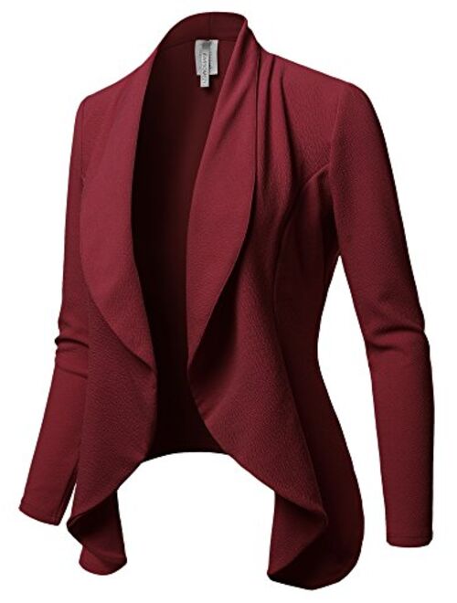 Women's Solid Formal Office Style Open Front Long Sleeves Blazer - Made in USA