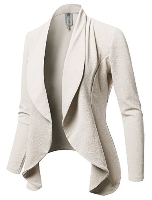 Women's Solid Formal Office Style Open Front Long Sleeves Blazer - Made in USA