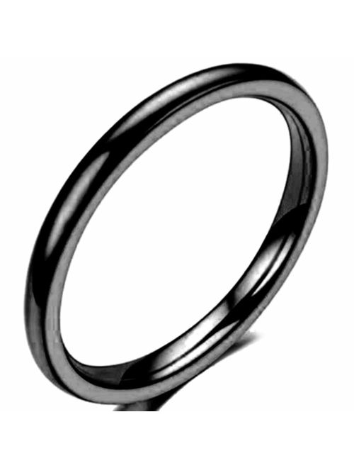 Jude Jewelers 2MM Tungsten Carbide Stackable Ring Plain Wedding Band