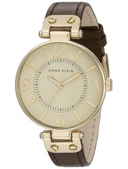 Women's 109168IVBN Gold-Tone and Brown Leather Strap Watch