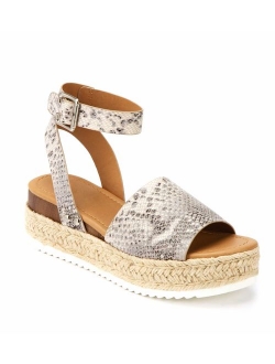 Clip Womens Casual Espadrilles Trim Flatform Studded Wedge