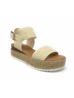 Clip Womens Casual Espadrilles Trim Flatform Studded Wedge