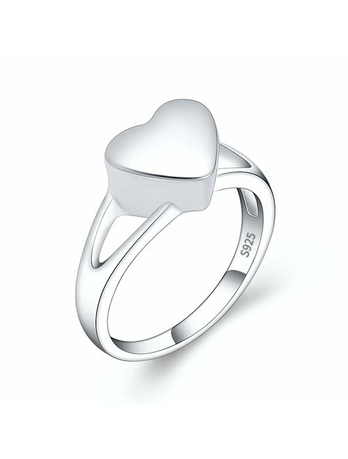 constantlife Cremation Ring for Ashes Engravable Heart Urn Finger Ring Crystal Embellishment Stainless Steel Memorial Jewelry #6#7#8#9