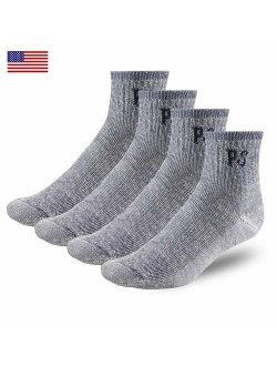 PEOPLE SOCKS Men's Women's Merino wool quarter socks 4 pairs 71% premium with Arch support Made in USA