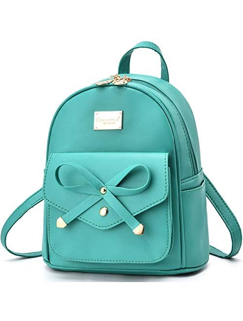 Girls Bowknot Cute Leather Backpack Mini Backpack Purse for Women