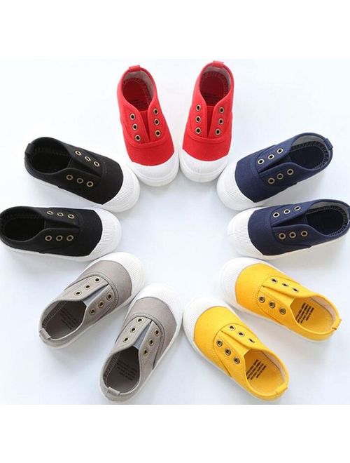 DADAWEN Baby's Boy's Girl's Canvas Light Weight Slip-On Loafer Casual Running Sneakers