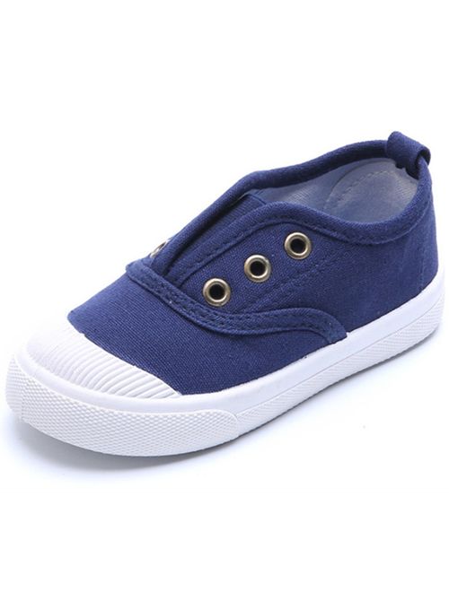 DADAWEN Baby's Boy's Girl's Canvas Light Weight Slip-On Loafer Casual Running Sneakers