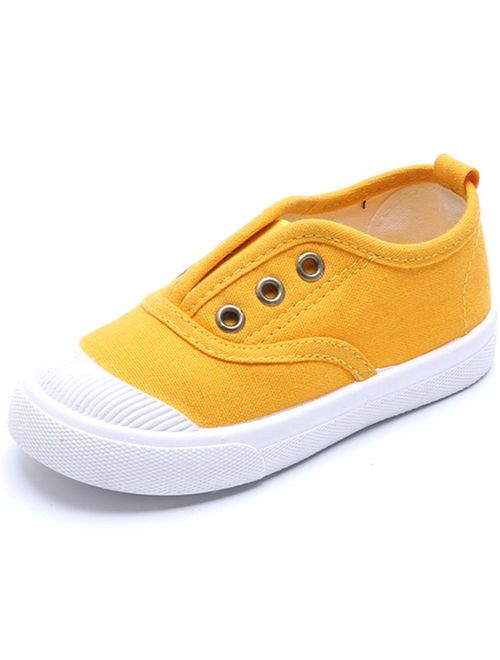 DADAWEN Baby's Boy's Girl's Canvas Light Weight Slip-On Loafer Casual Running Sneakers