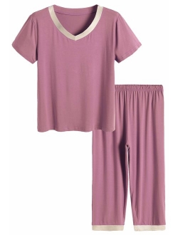 Latuza Women's Sleepwear Tops with Capri Pants Pajama Sets