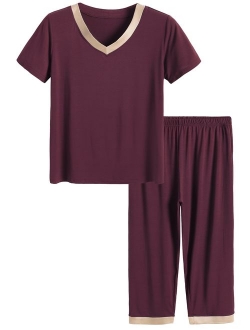 Latuza Women's Sleepwear Tops with Capri Pants Pajama Sets