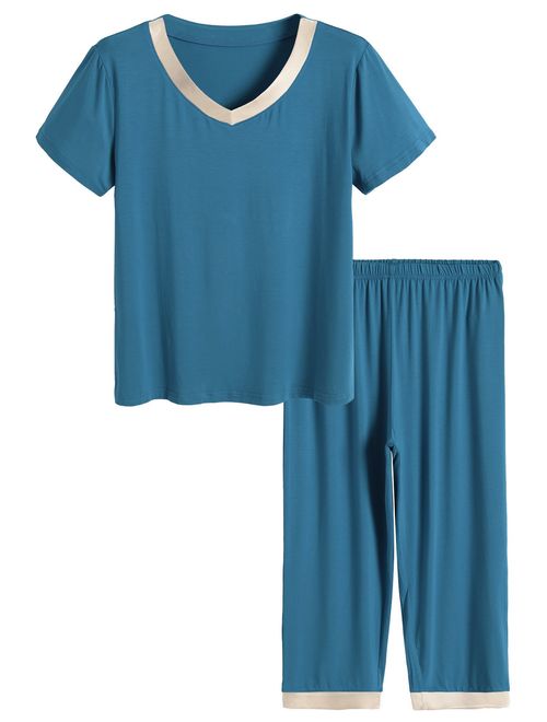 Latuza Women's Sleepwear Tops with Capri Pants Pajama Sets