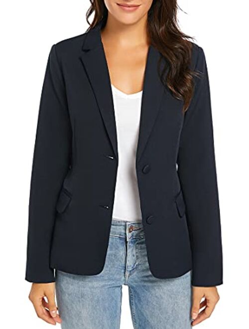 Luyeess Women's Casual Work Office Notch Lapel Pocket Buttons Blazer Suit Jacket