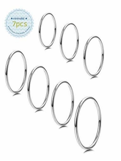 Milacolato 7-14 PCS 1MM Stainless Steel Band Knuckle Stacking Rings for Women Girls Fashion Midi Rings Comfort Fit Size 3-9