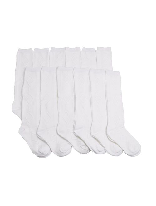 Angelina Girls Cotton Knee High Socks (12-Pack)