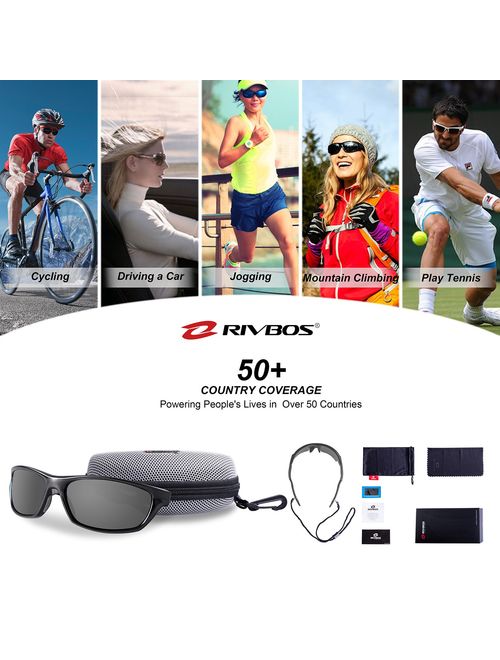 RIVBOS Polarized Sports Sunglasses Driving shades For Men TR90 Unbreakable Frame RB831