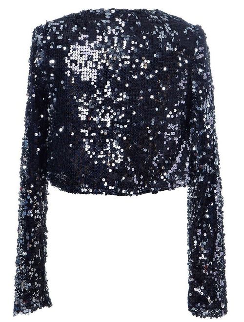 kayamiya Womens Sequin Jacket Long Sleeve Glitter Cropped Bolero Shrug