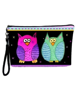 Large Vegan Wristlet, Pencil Bag, Cosmetic Bag with Charm Nylon Wristlet Clutch bag