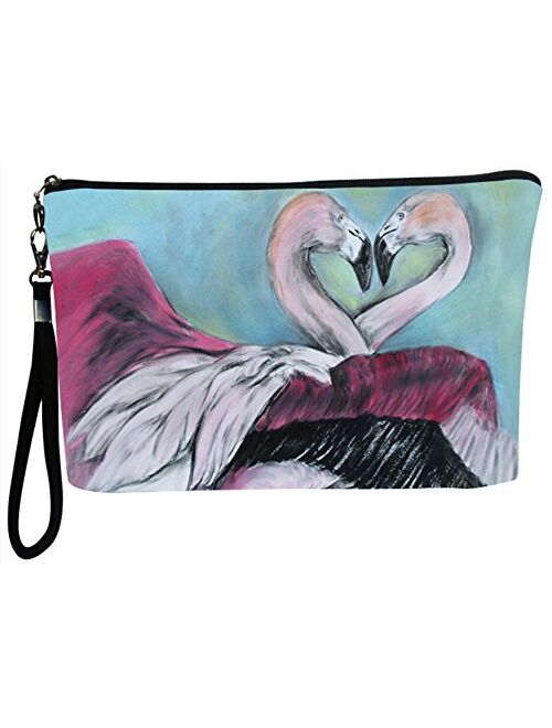 Large Vegan Wristlet, Pencil Bag, Cosmetic Bag with Charm Nylon Wristlet Clutch bag