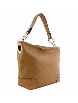 Hobo Shoulder Bag with Big Snap Hook Hardware