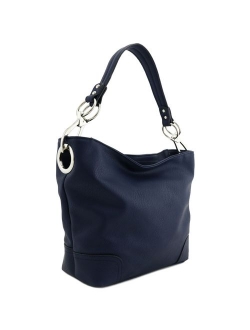 Hobo Shoulder Bag with Big Snap Hook Hardware