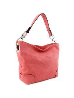 Hobo Shoulder Bag with Big Snap Hook Hardware