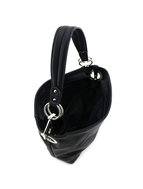 Hobo Shoulder Bag with Big Snap Hook Hardware