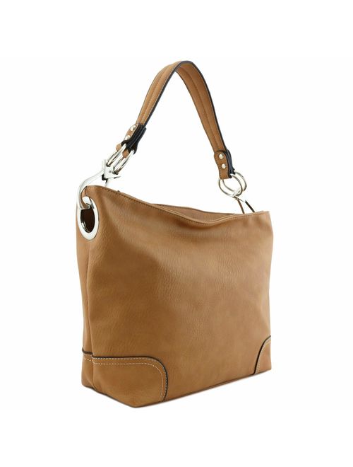 Hobo Shoulder Bag with Big Snap Hook Hardware