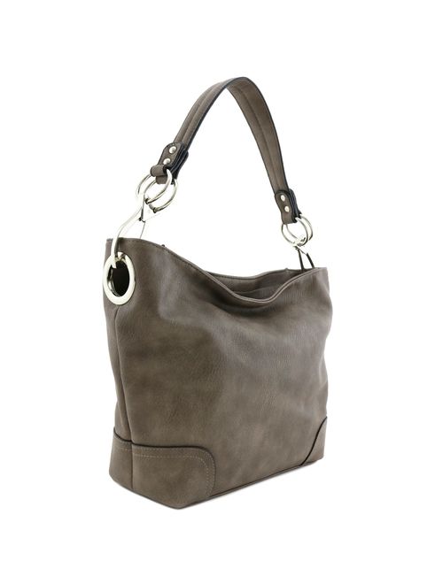 Hobo Shoulder Bag with Big Snap Hook Hardware