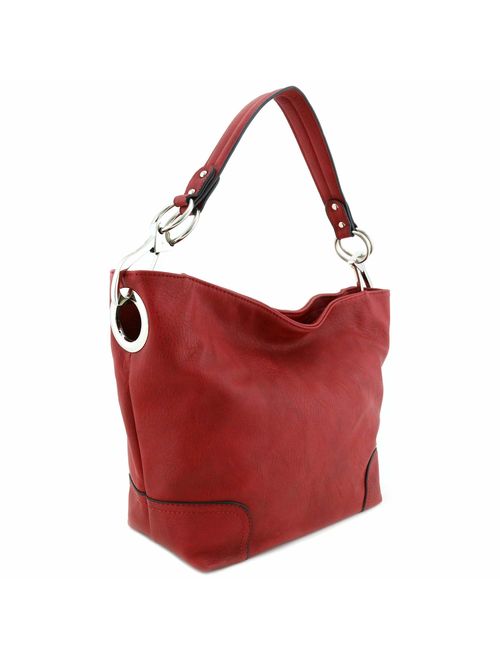 Hobo Shoulder Bag with Big Snap Hook Hardware