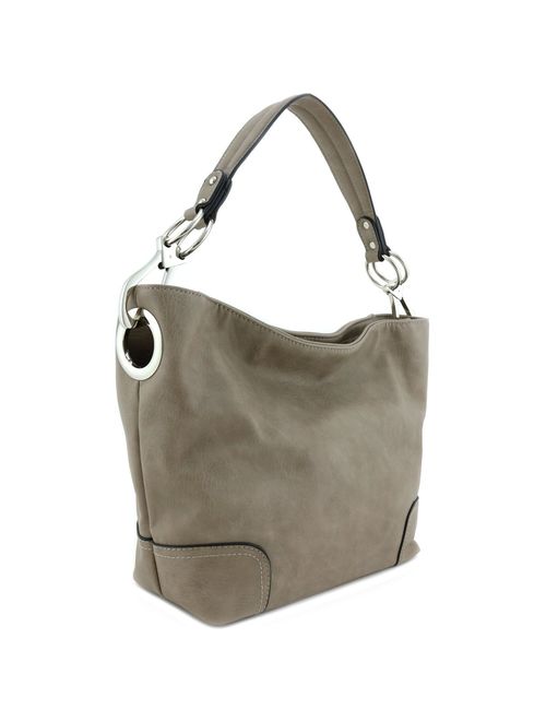 Hobo Shoulder Bag with Big Snap Hook Hardware