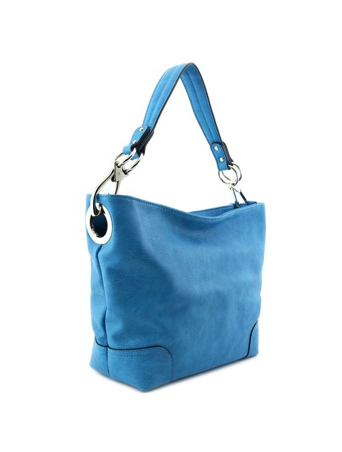 Hobo Shoulder Bag with Big Snap Hook Hardware