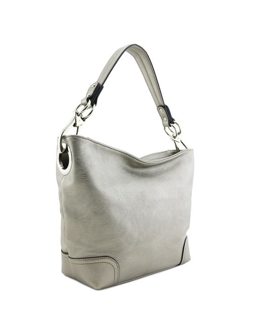 Hobo Shoulder Bag with Big Snap Hook Hardware